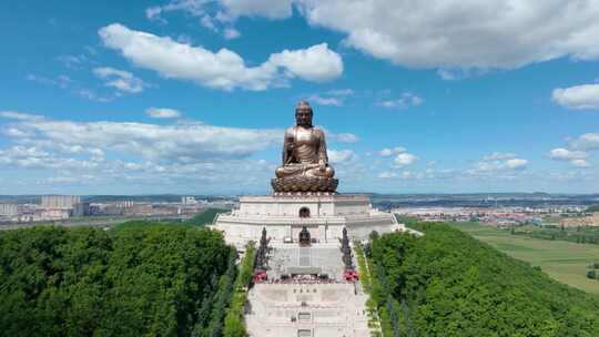 吉林敦化六鼎山文化旅游区航拍延时景观