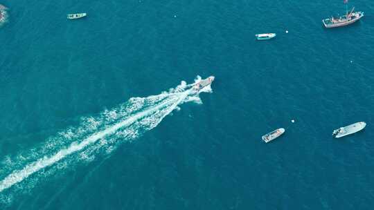海岛渔港渔船航拍视频素材模板下载