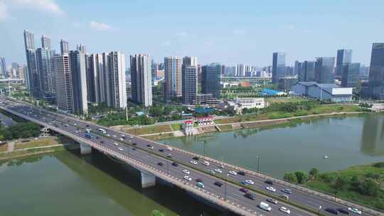 中国长沙市浏阳河大桥航拍