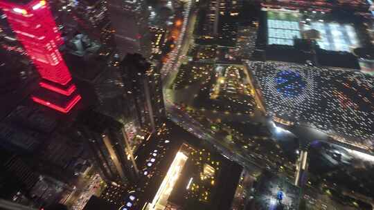 深圳南山华润大厦夜景航拍视频素材模板下载