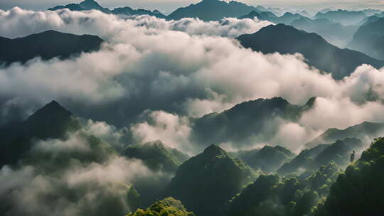 云雾缭绕秦岭山脉