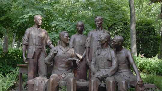 上海机器工会纪念雕像4K实拍