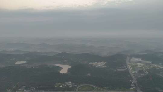 大自然清晨山川迷雾航拍德阳