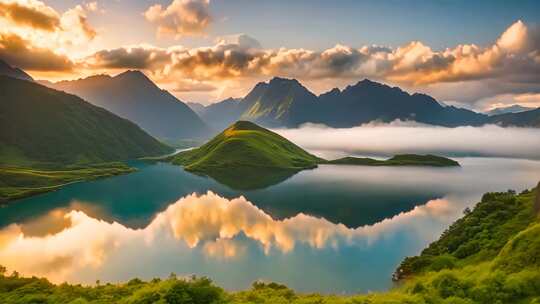 山水间日出美景