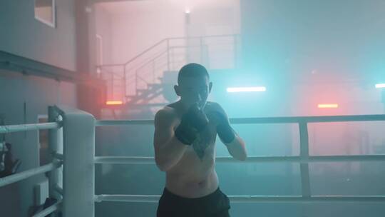 拳击手在健身房锻炼拳击 视频素材模板下载