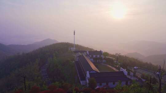 杭州萧山寺坞岭山与自然空间博物馆日出风景