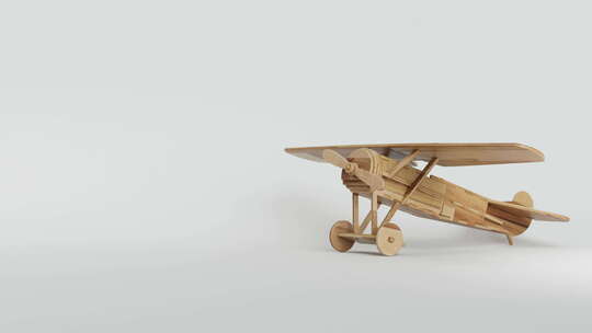 带旋转螺旋桨的木制玩具BiPlane 3
