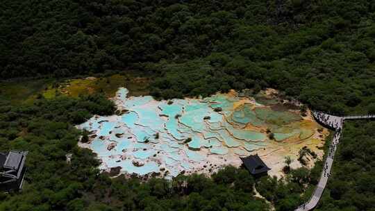 黄龙风景区五彩池延时素材