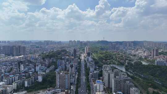 四川自贡城市风光航拍