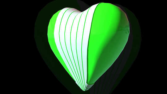 3d Big Green Hearts