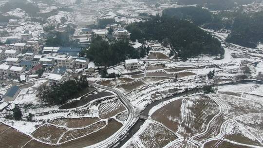 大气南方乡村雪景航拍