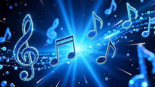 蓝色粒子音符跳动4K