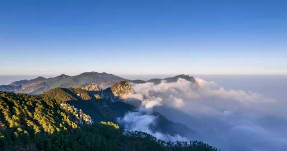 日暮时分庐山仰天坪自然景观航拍延时