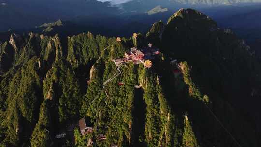 洛阳旅游景区老君山金顶建筑群航拍