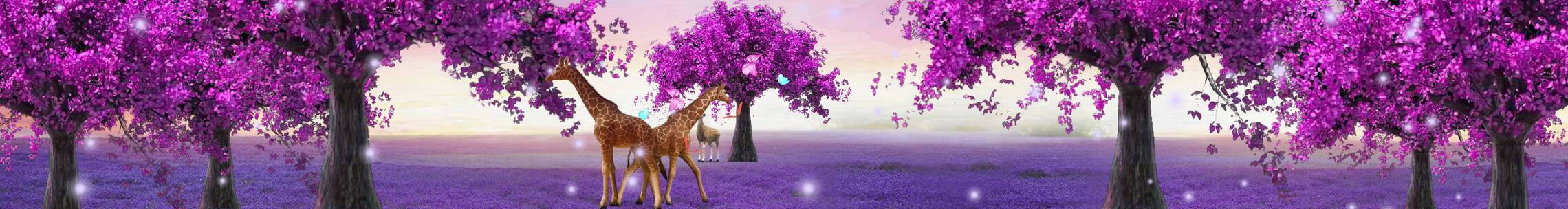唯美紫色小鹿 紫色桃花树 森林梦幻