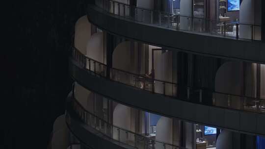 上海深坑酒店建筑外立面窗户特写视频素材模板下载