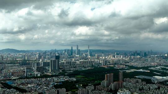 广州城市大气建筑群蓝天白云光影延时