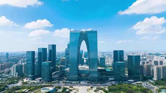 苏州东方之门城市风光全景