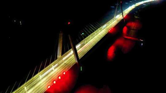 航拍润扬大桥夜景车流灯光延时素材视频素材模板下载