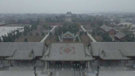 西安空镜航拍钟楼城楼城墙古建筑鹳雀楼景点