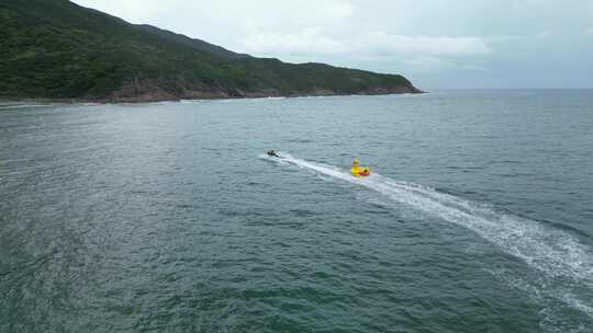 深圳西涌景区海上游玩游船航拍