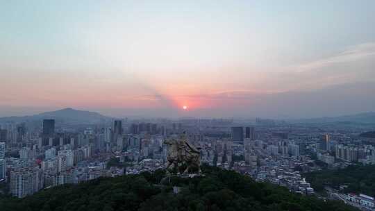 福建泉州日落航拍