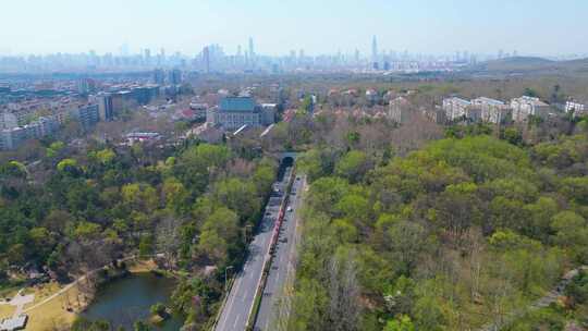 南京市玄武区钟山风景名胜区城市风景航拍