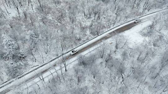 航拍秦岭终南山冬天自然风光雪景