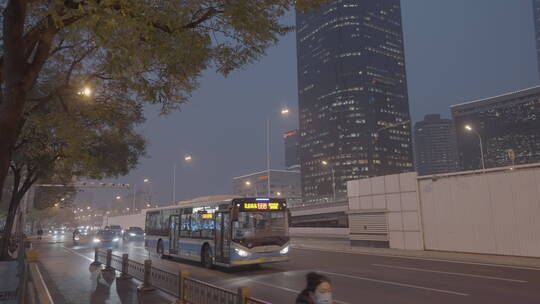 北京夜景 国贸夜景车流