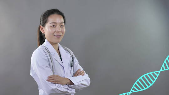 亚洲中国女性女士女医生医师指智慧医疗