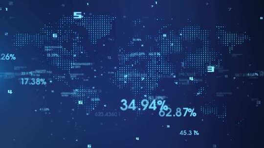 蓝色数据世界地图展示
