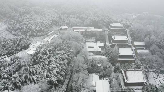 杭州西湖景区法喜寺雪天航拍