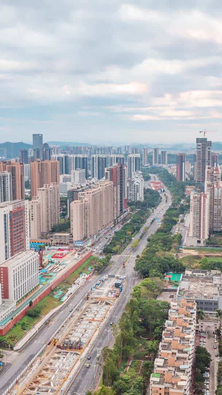 广东深圳龙岗区城市黄昏延时