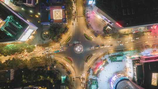 江苏南京城市夜景灯光航拍移动延时