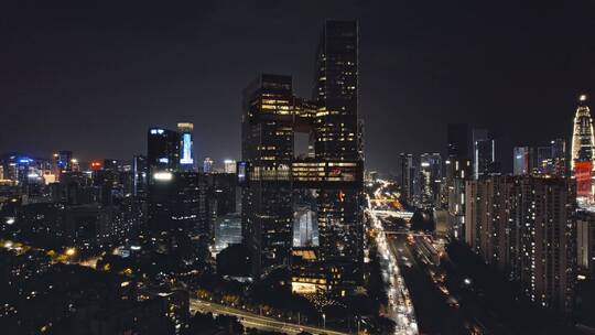 4k航拍深圳南山地标腾讯滨海大厦夜景