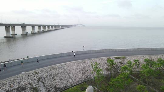 上海崇明长江口大风车长江大桥4K航拍视频素材模板下载