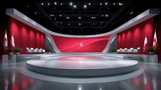 加拿大红色主题会议舞台设计