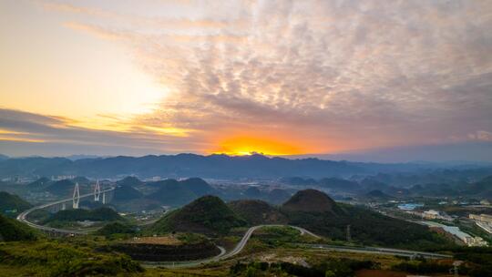 黔西南州兴义马岭河大桥夕阳延时4K航拍