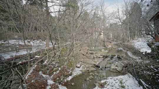 庐山冬天小溪雪后长冲河