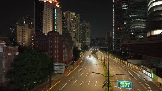 徐家汇漕溪北路夜景航拍