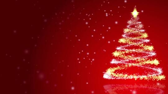 红色背景循环上的圣诞树