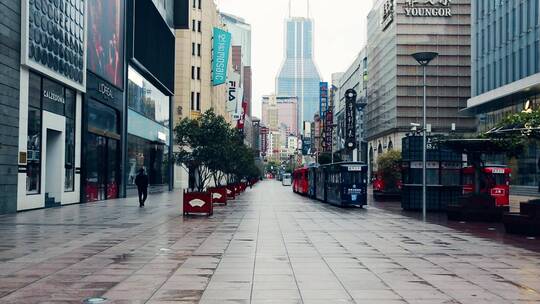 上海南京路步行街无人空镜