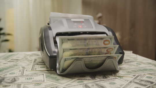 货币计数器机处理美元钞票视频素材模板下载