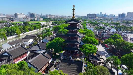 4K航拍苏州寒山寺1