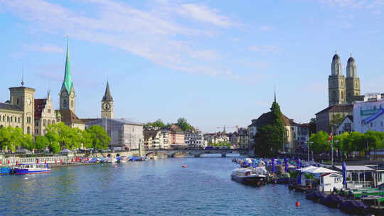 瑞士的苏黎世市视频素材模板下载