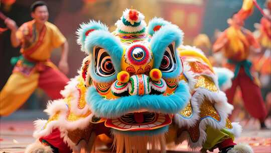 舞狮舞龙表演画面