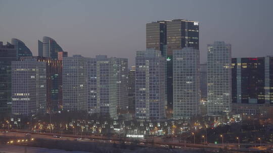 北京国贸夜景车流 都市夜景