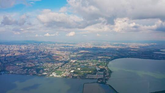 昆明西山公园凌虚阁航拍昆明市城市全景