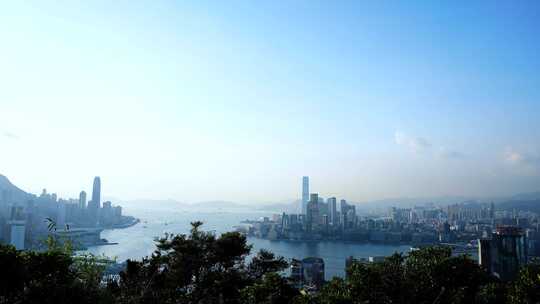 香港维多利亚港延时风景海滨城市建筑风光