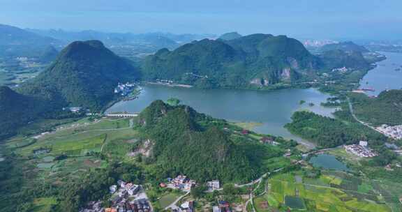 航拍清远英德宝晶宫天鹅湖温泉酒店